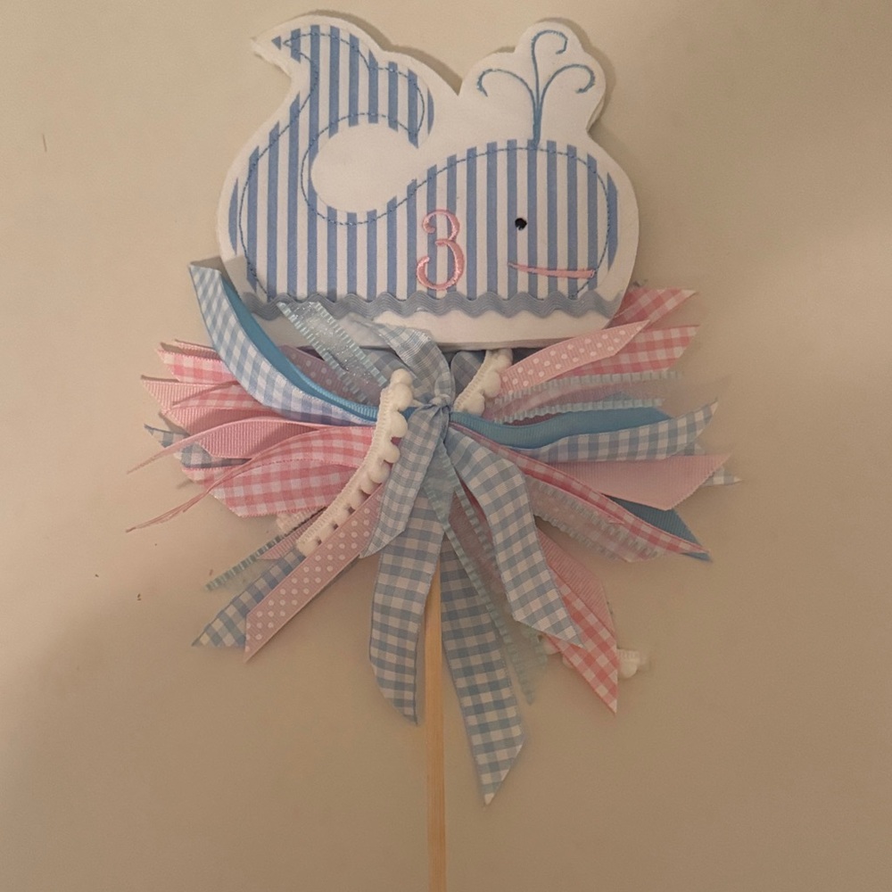 Whale Themed 3 cake topper